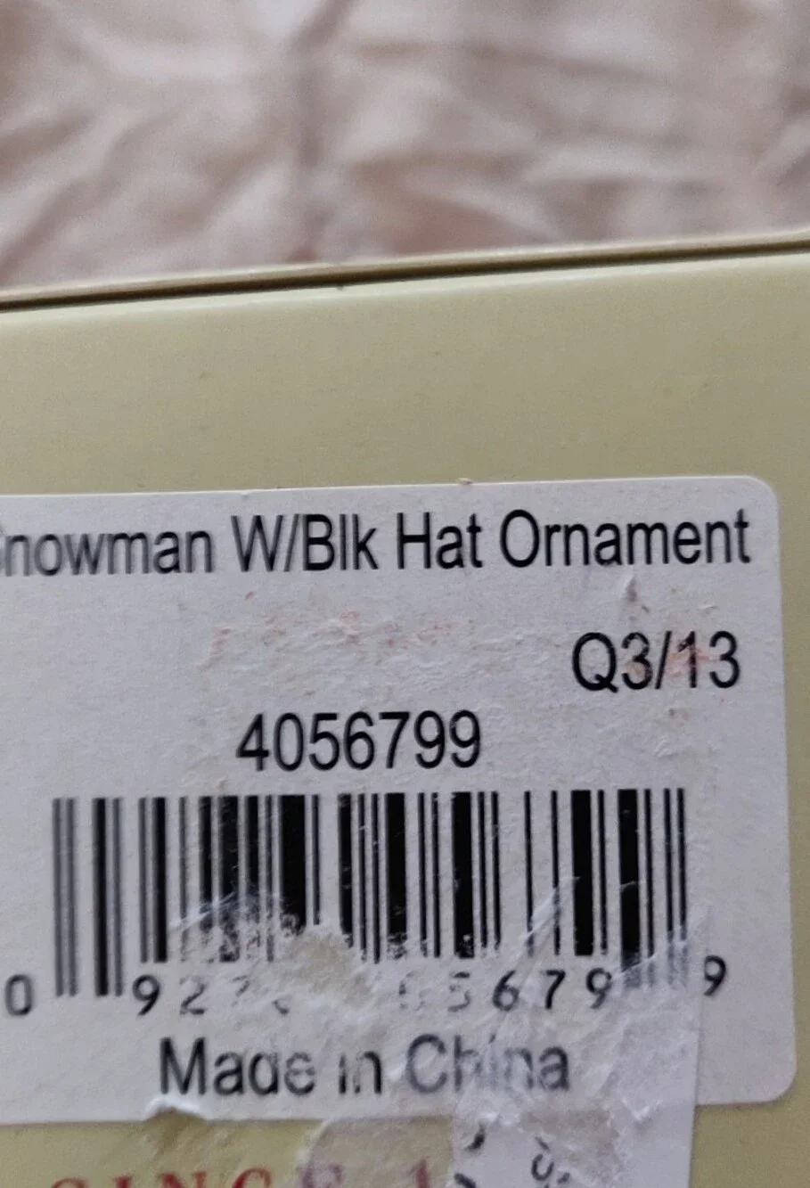 Spode Christmas Tree Pattern Snowman With Black Hat Ornament NIB